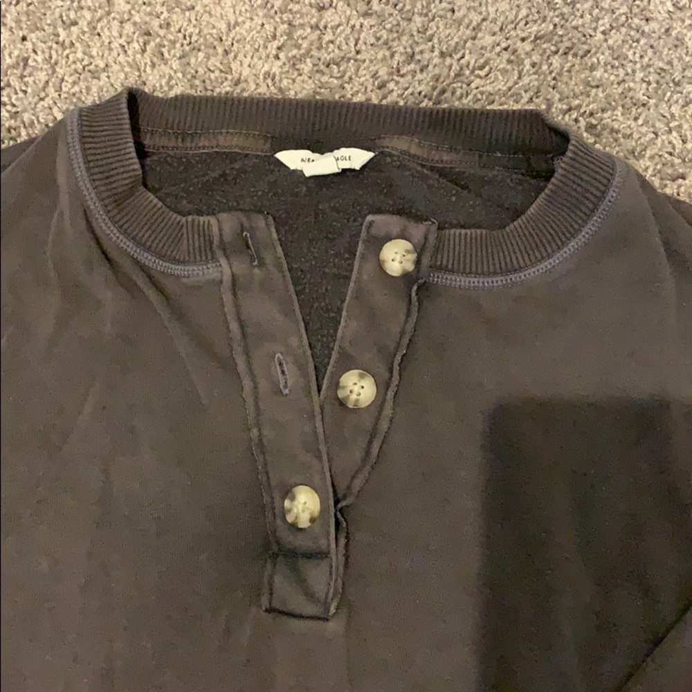 Washed Black Button Neck Pullover - image 2